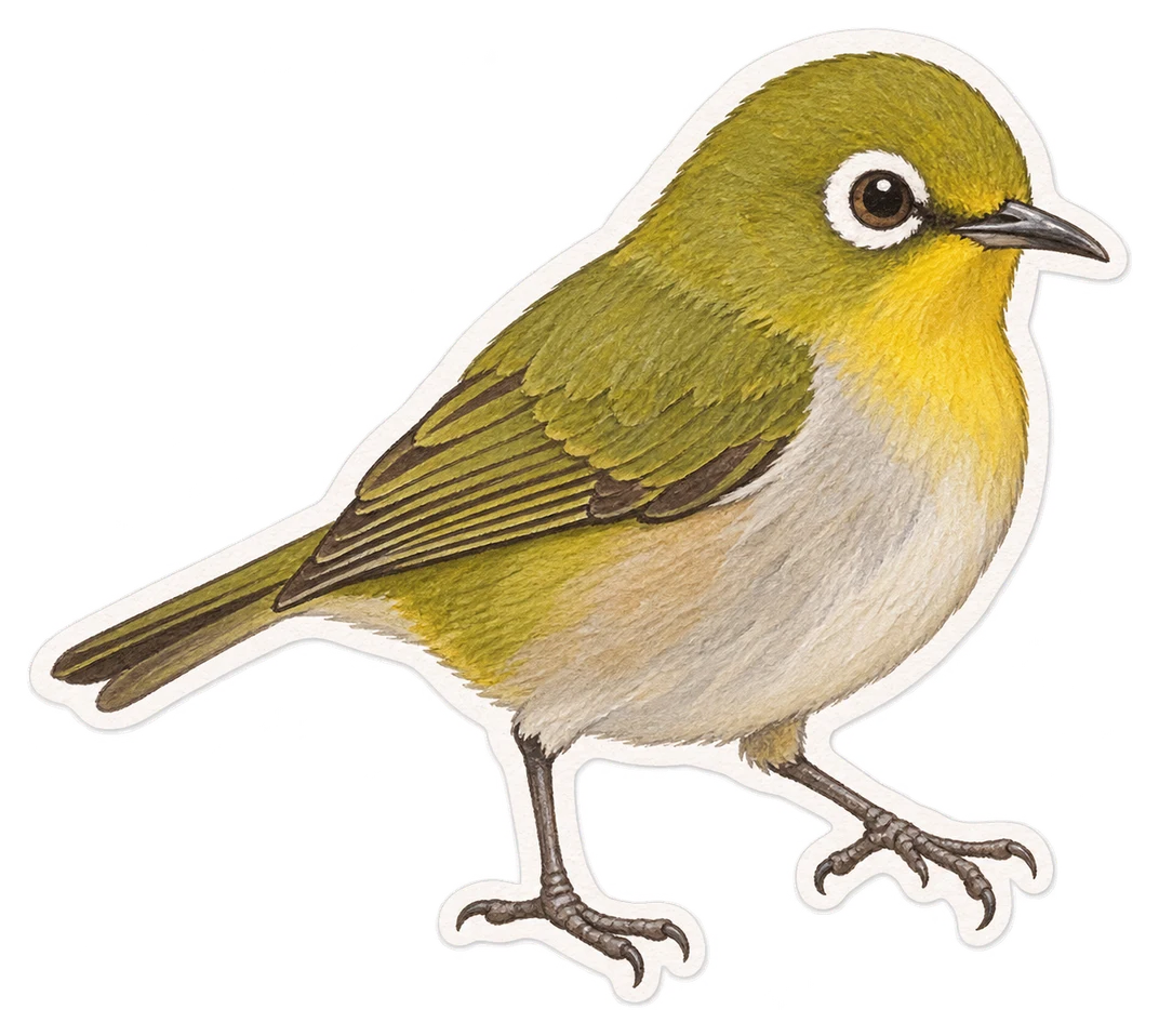 Le zostérops à dos vert (Zosterops xanthochroa)