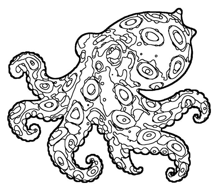 Coloriage : Poulpe à anneaux bleus